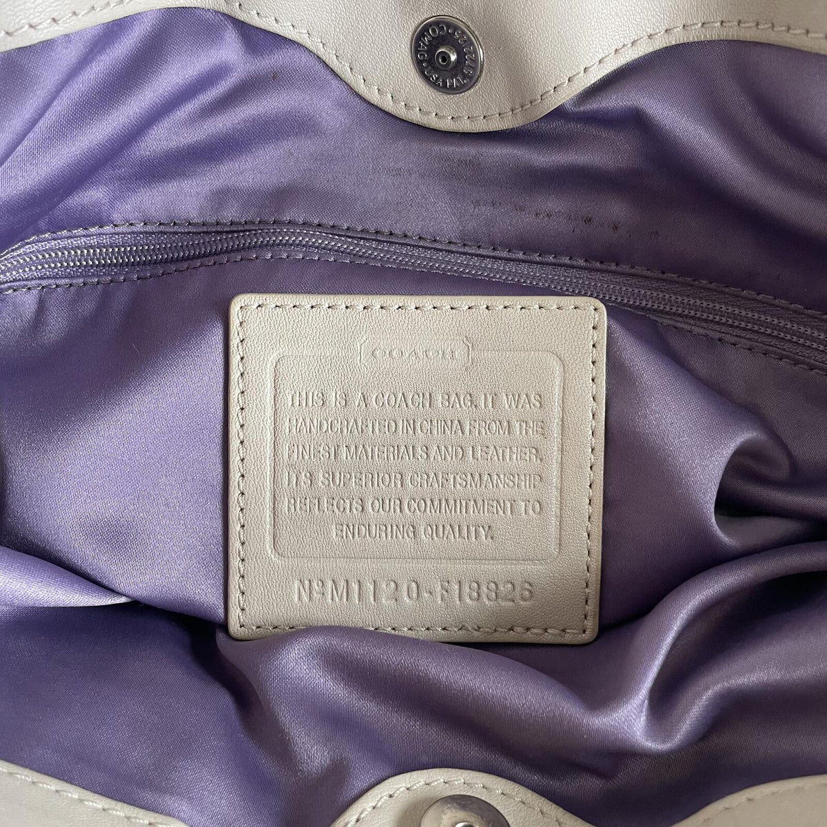 Coach Beige Monogram Sateen 3 Compartment Shoulder Bag M1120-F18826
