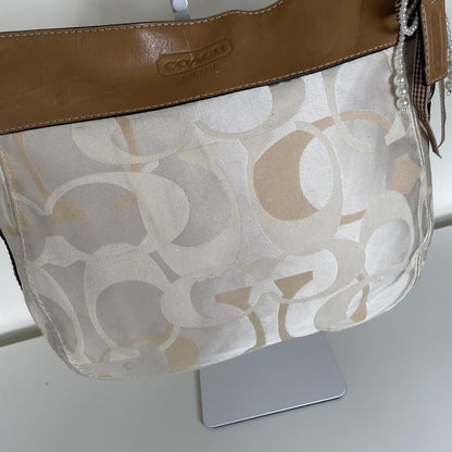 Coach Zoe Optic Signature Beige Shoulder Bag C1082-F14711