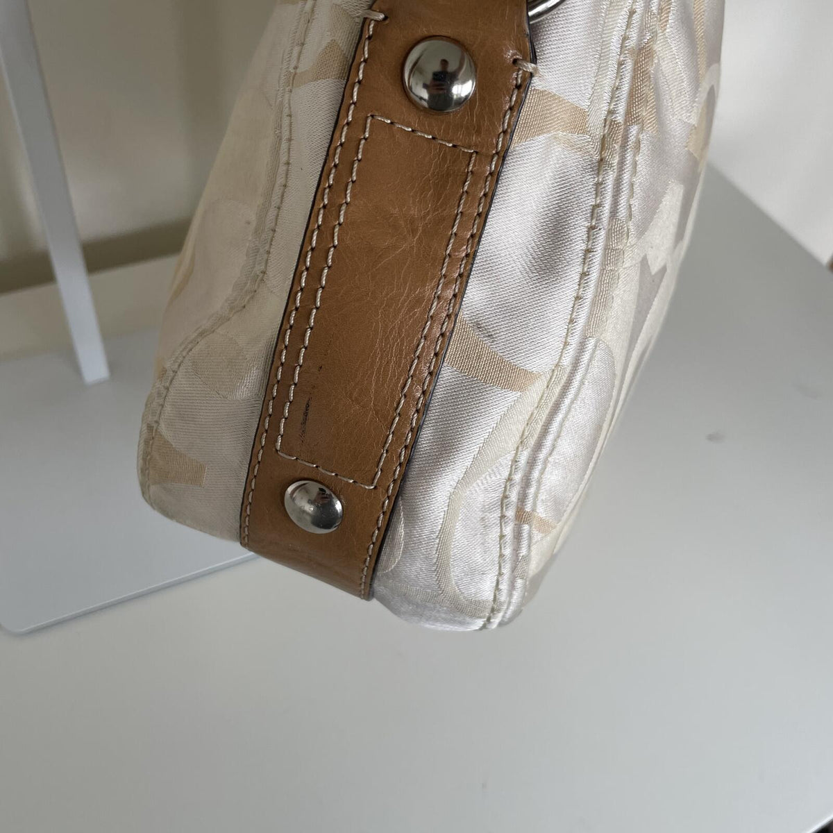 Coach Zoe Optic Signature Beige Shoulder Bag C1082-F14711