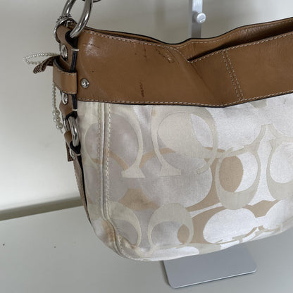 Coach Zoe Optic Signature Beige Shoulder Bag C1082-F14711