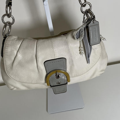 Coach White Leather Pleated Soho Shoulder Bag A1273-F17217