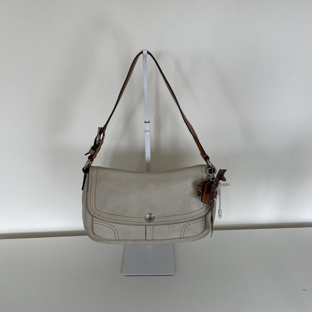 Coach White Pebbled Leather Shoulder Bag F0851-F12336