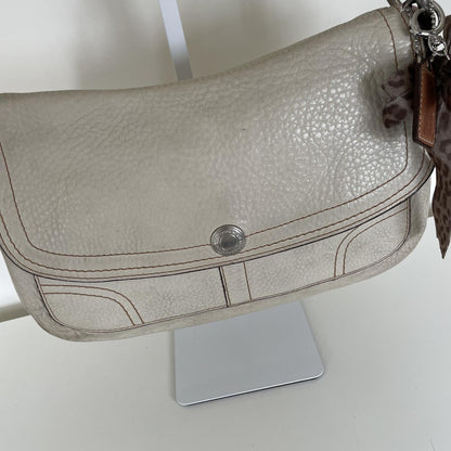 Coach White Pebbled Leather Shoulder Bag F0851-F12336