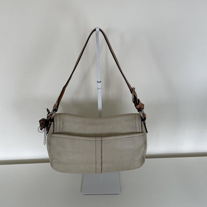 Coach White Pebbled Leather Shoulder Bag F0851-F12336