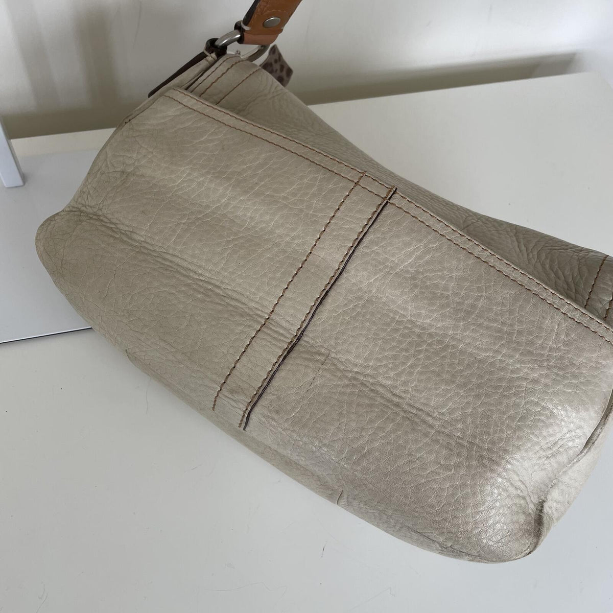Coach White Pebbled Leather Shoulder Bag F0851-F12336