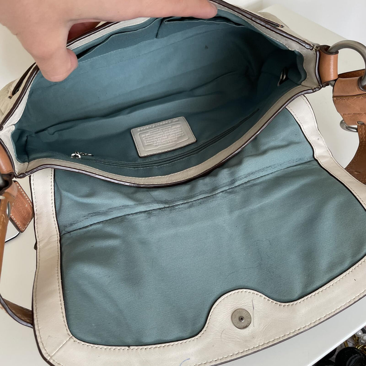 Coach White Pebbled Leather Shoulder Bag F0851-F12336