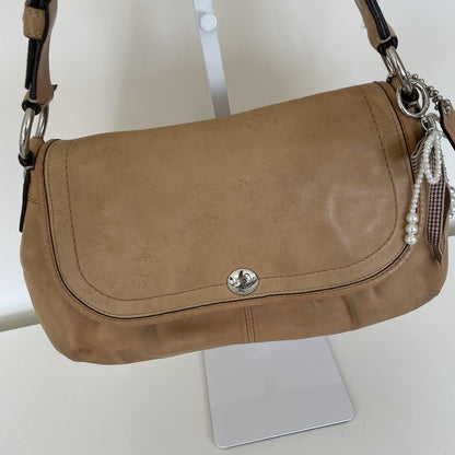 Coach Beige Pleated Leather Shoulder Bag D0920-F13729