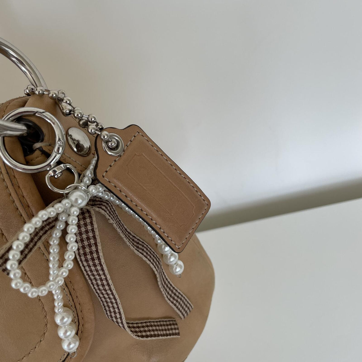 Coach Beige Pleated Leather Shoulder Bag D0920-F13729
