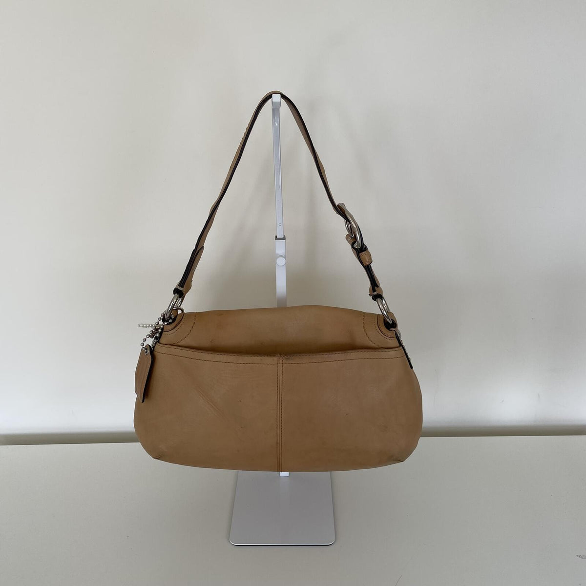 Coach Beige Pleated Leather Shoulder Bag D0920-F13729