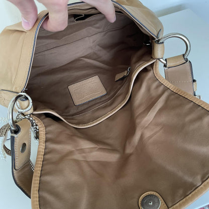 Coach Beige Pleated Leather Shoulder Bag D0920-F13729