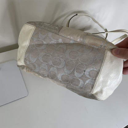 Vintage Y2K Coach Beige Signature Monogram Patchwork Metallic Tote Bag L0873-73498