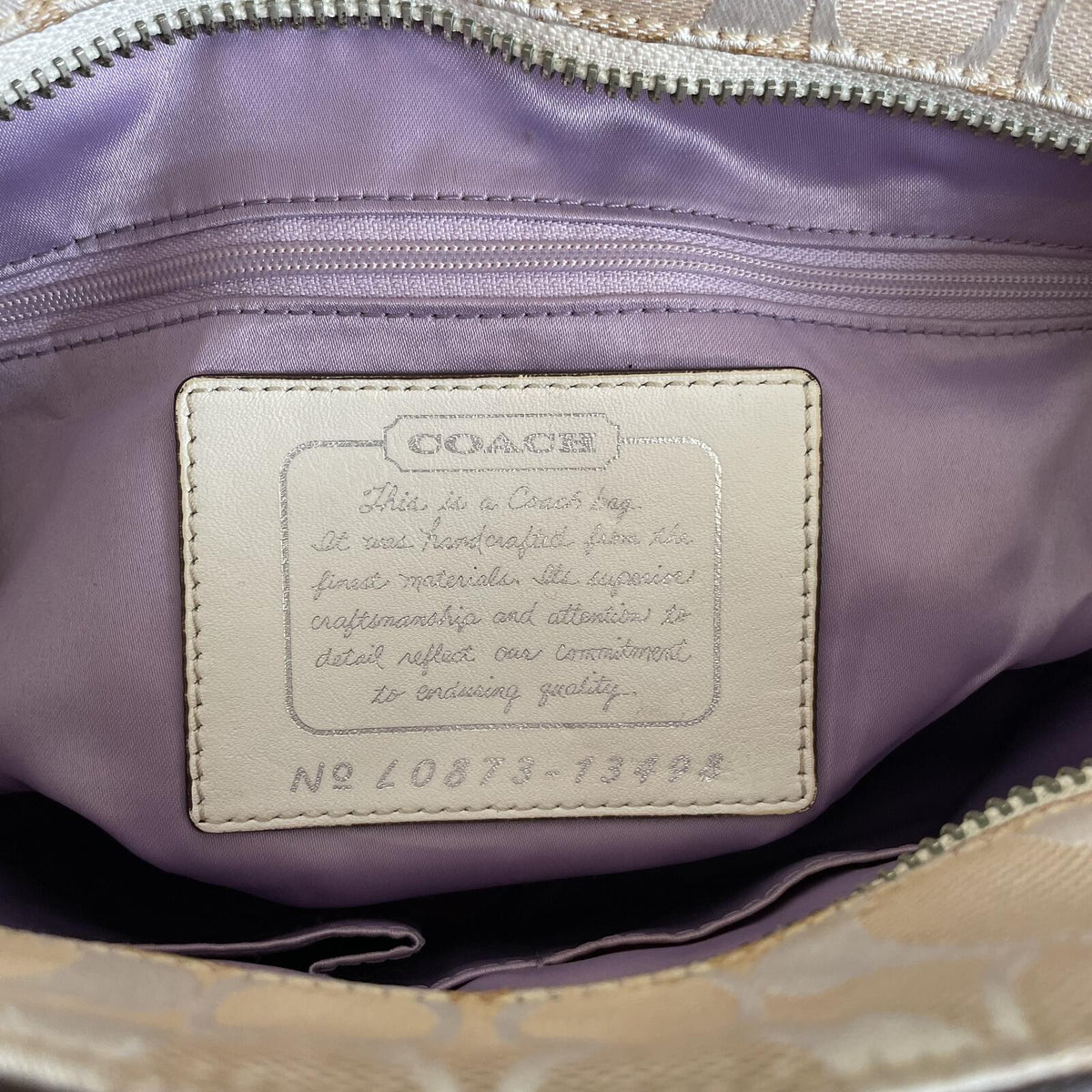Vintage Y2K Coach Beige Signature Monogram Patchwork Metallic Tote Bag L0873-73498