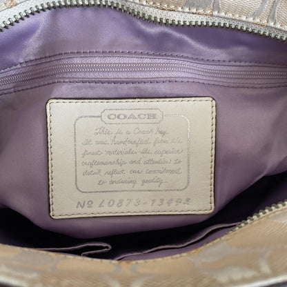 Vintage Y2K Coach Beige Signature Monogram Patchwork Metallic Tote Bag L0873-73498