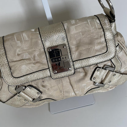 Guess Beige Signature Monogram Shoulder Bag
