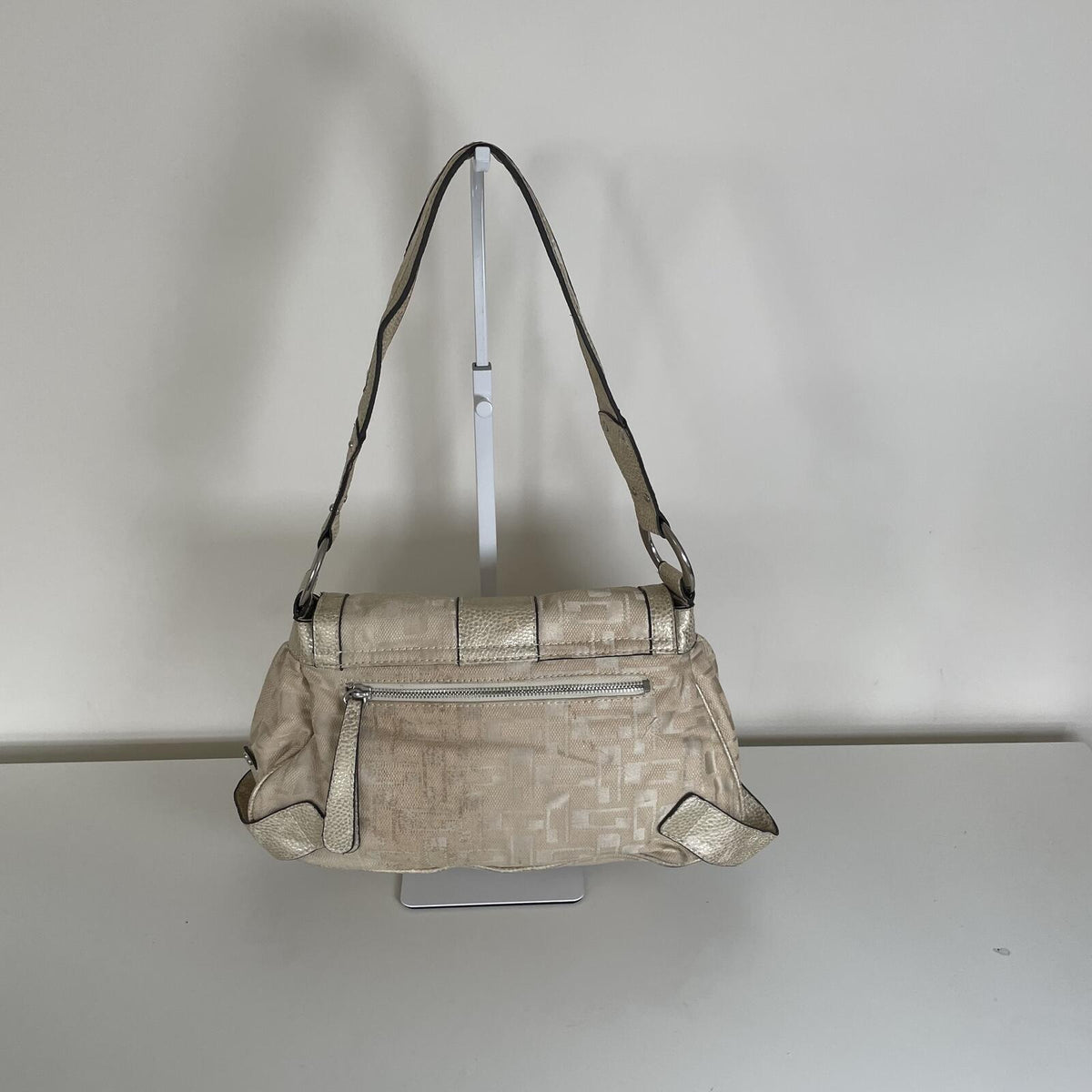 Guess Beige Signature Monogram Shoulder Bag