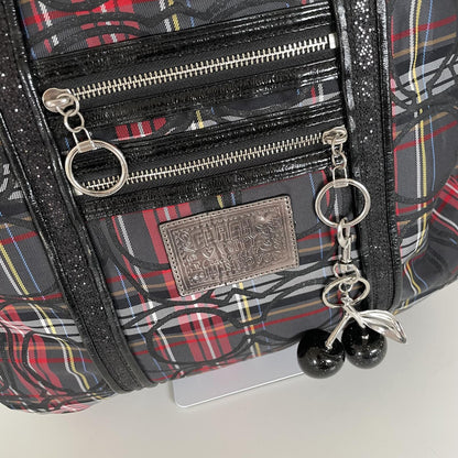 Coach Plaid Poppy Tote Bag Black and Red F0982-14360