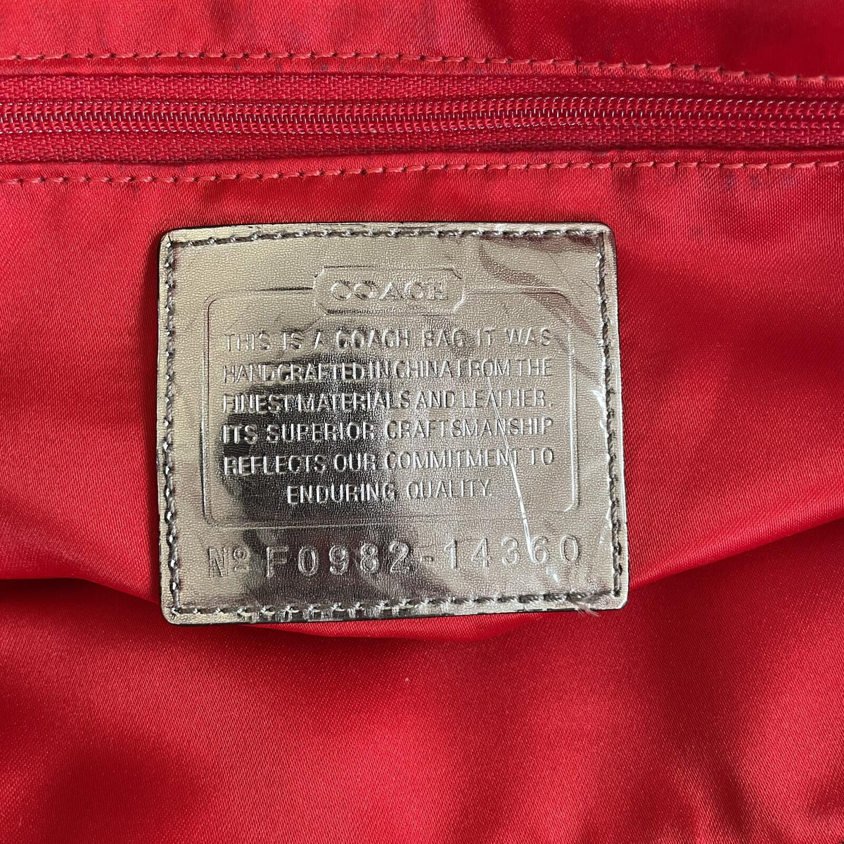Coach Plaid Poppy Tote Bag Black and Red F0982-14360