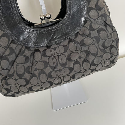 Coach Black Ergo Signature Monogram Kisslock Shoulder Bag G0969-F14380