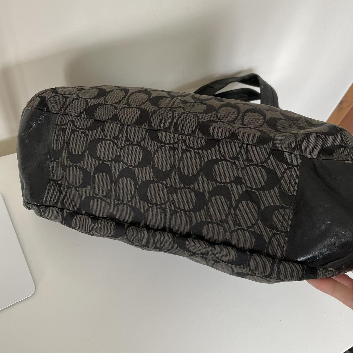 Coach Black Ergo Signature Monogram Kisslock Shoulder Bag G0969-F14380