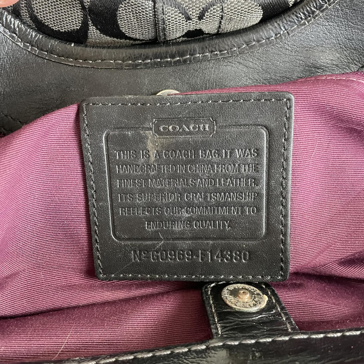 Coach Black Ergo Signature Monogram Kisslock Shoulder Bag G0969-F14380