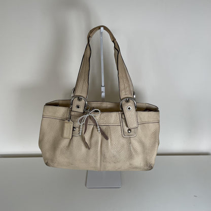 Coach Beige Pebbled Leather Pleated Soho Tote Shoulder Bag M0949-F13732