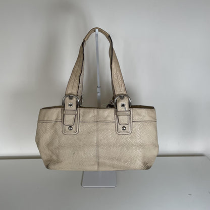 Coach Beige Pebbled Leather Pleated Soho Tote Shoulder Bag M0949-F13732
