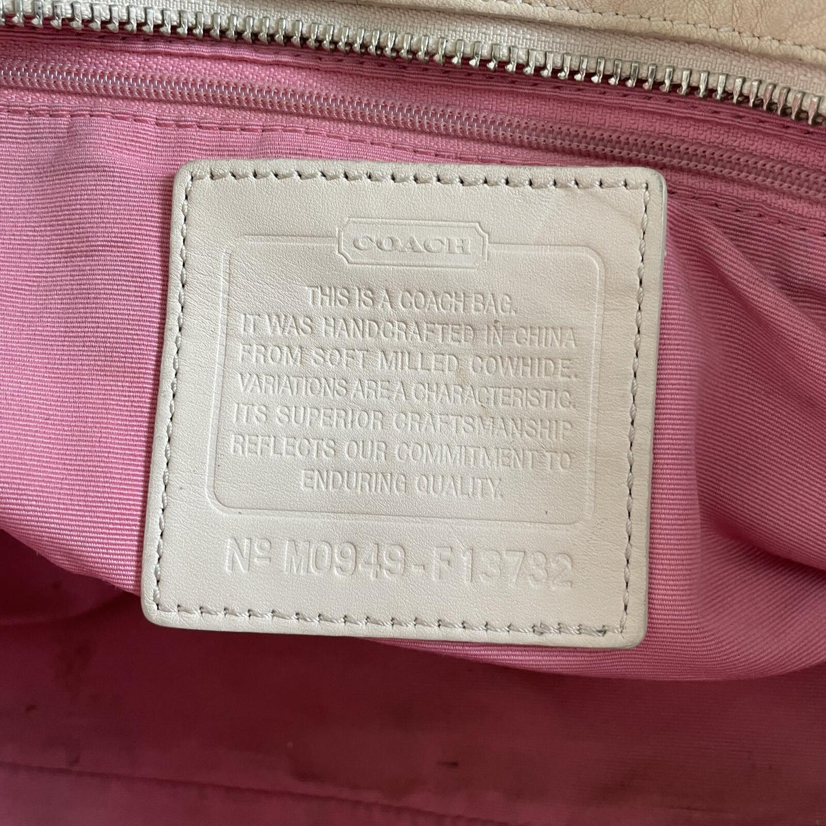 Coach Beige Pebbled Leather Pleated Soho Tote Shoulder Bag M0949-F13732