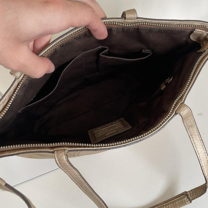 Coach Gold Signature Monogram Patent Leather Tote Shoulder Bag H1120-F18877