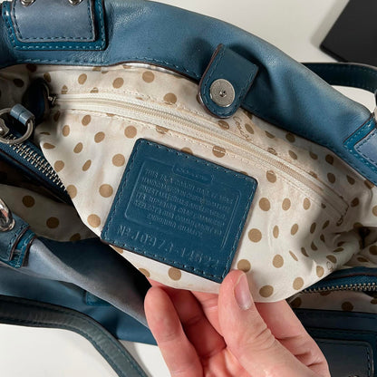 Coach Peyton Blue Leather Carryall Shoulder Bag J0933-14522