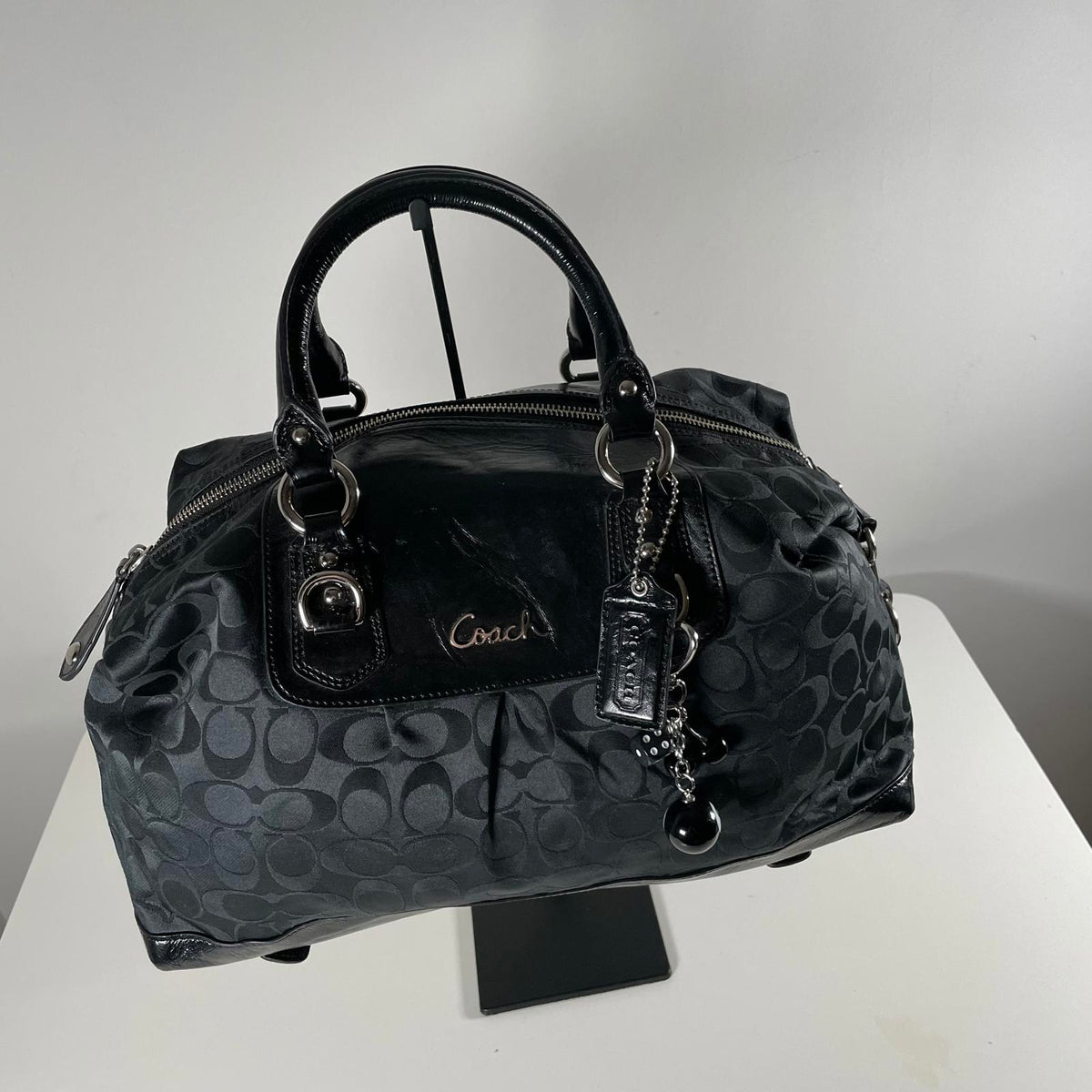 Coach Black Monogram Vintage Ashley Signature Shoulder Bag K1077-F15440