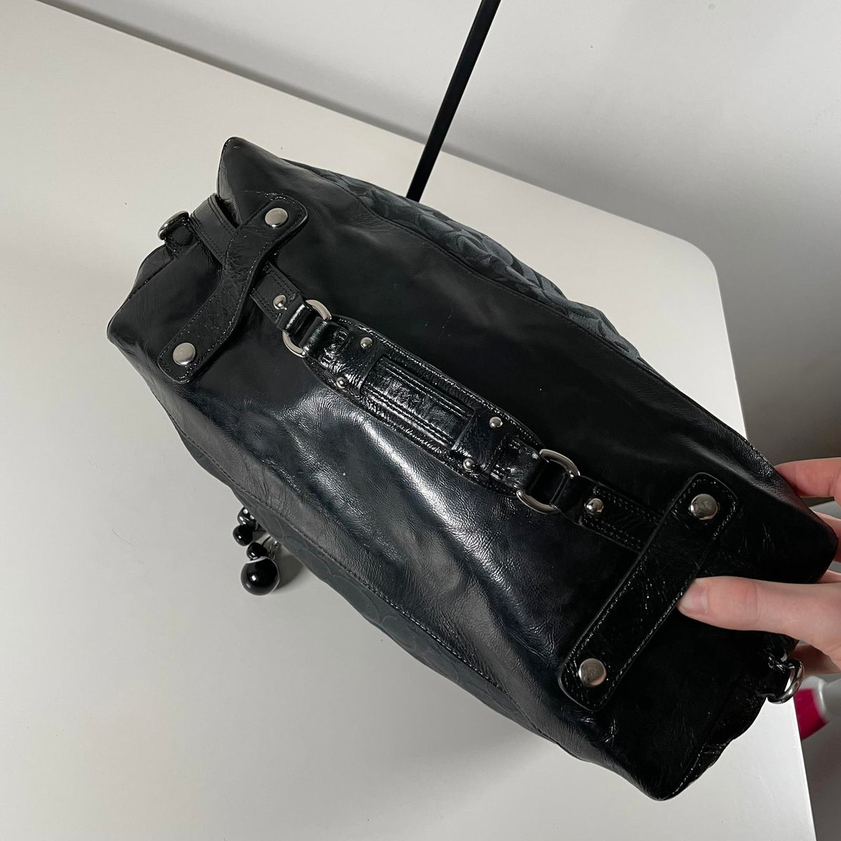 Coach Black Monogram Vintage Ashley Signature Shoulder Bag K1077-F15440
