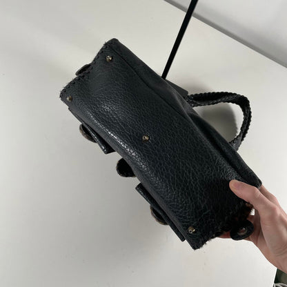 Rare Vintage Guess Y2K Leopard Faux Fur Leather Buckle Shoulder Bag