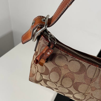 Coach Brown Canvas Mini Demi Baguette Shoulder Bag H05M-8K01