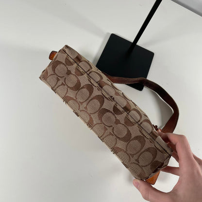Coach Brown Canvas Mini Demi Baguette Shoulder Bag H05M-8K01