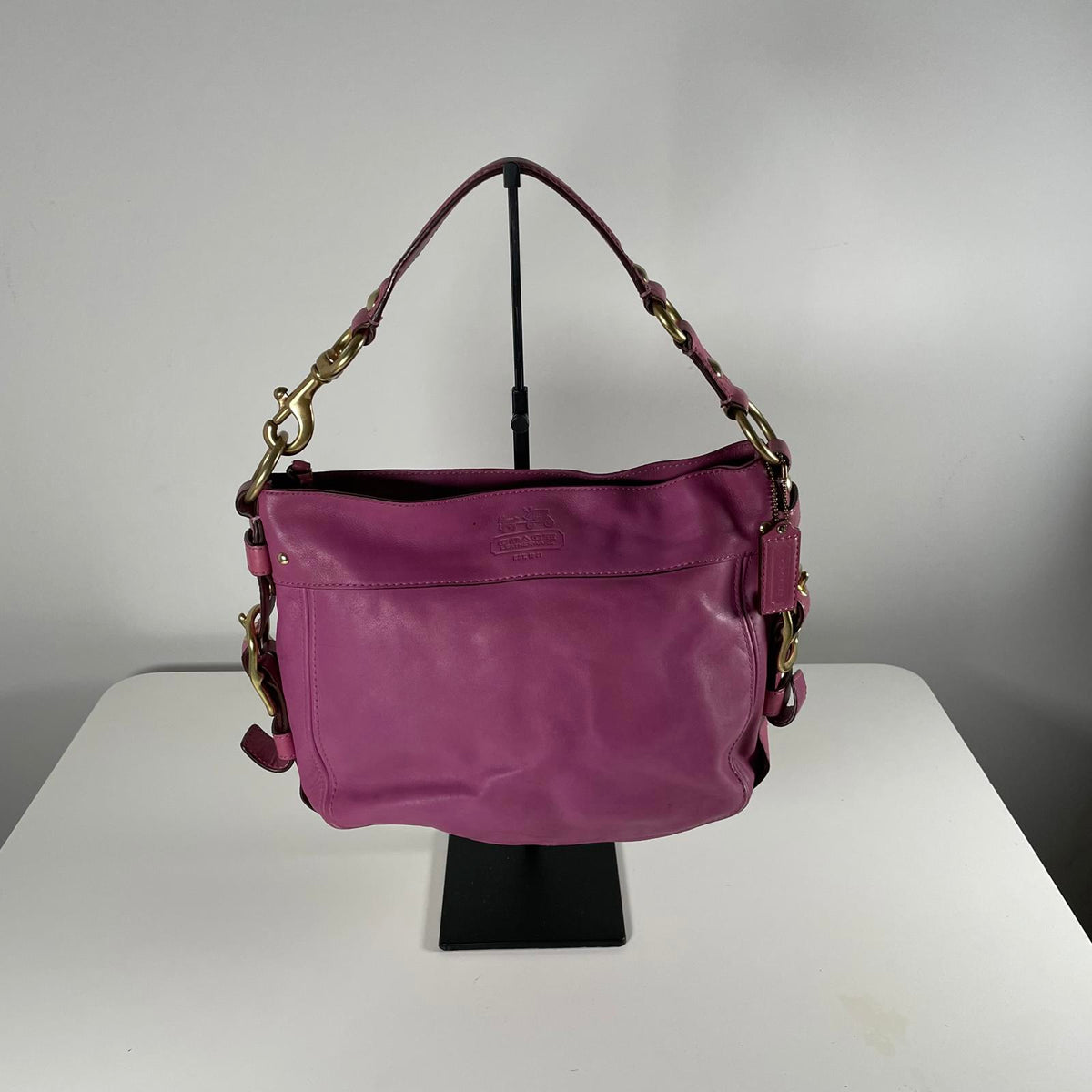 Coach Pink Leather Zoe Hobo Shoulder Bag JO882-12671