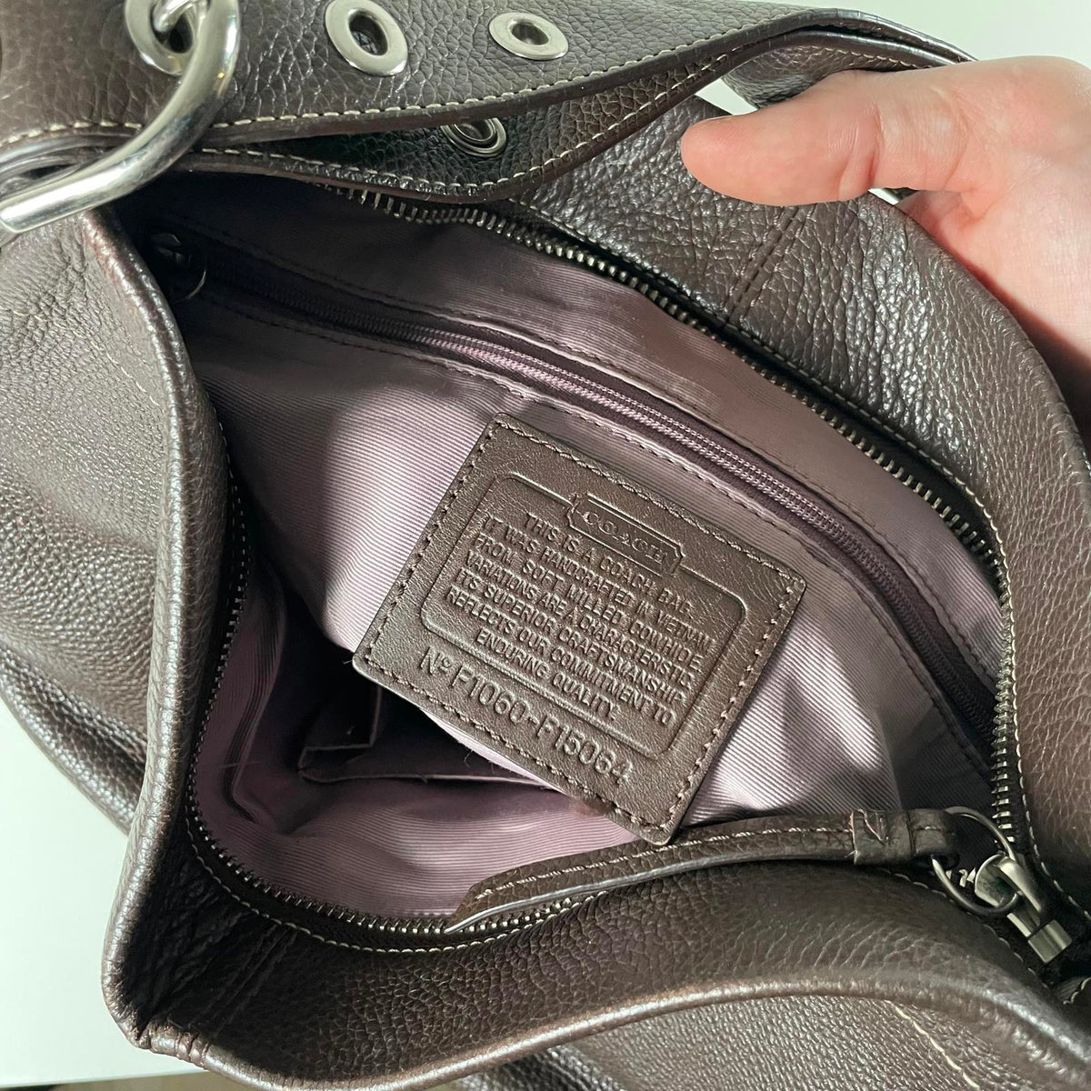 Coach Pebbled Leather Slouchy Hobo Shoulder Bag F1060-F15064