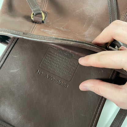Coach Vintage Framed Pouch Leather Shoulder Bag Mahogany Brown A7C-9996