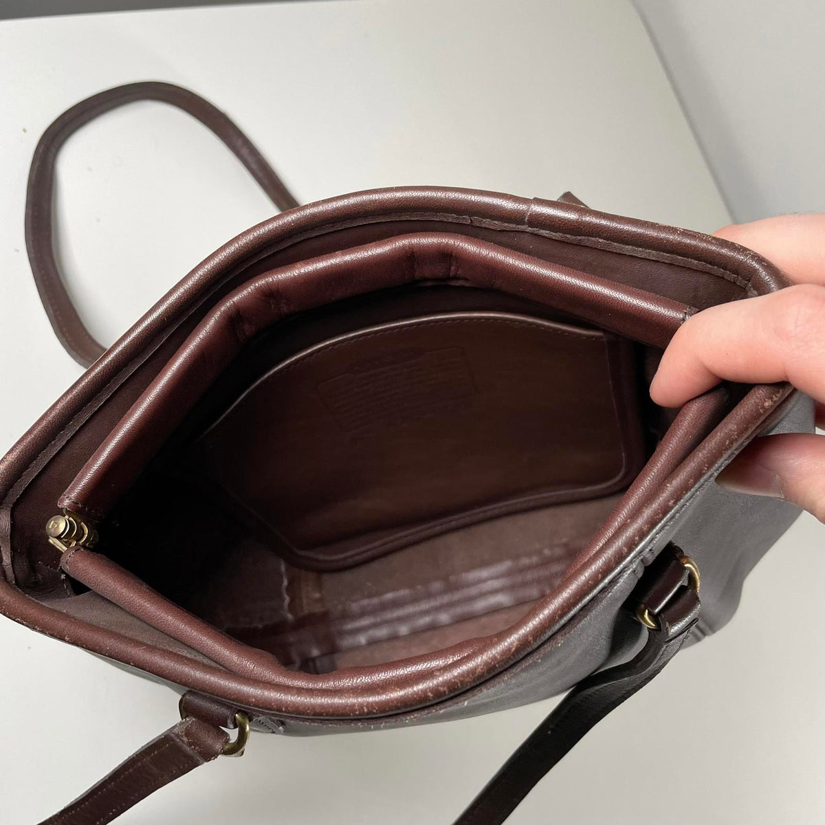 Coach Vintage Framed Pouch Leather Shoulder Bag Mahogany Brown A7C-9996
