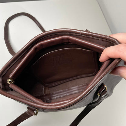 Coach Vintage Framed Pouch Leather Shoulder Bag Mahogany Brown A7C-9996