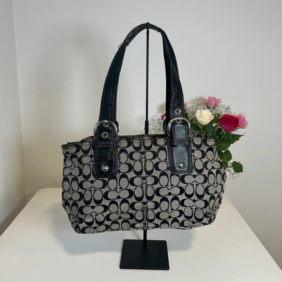 Coach Vintage Black Monogram Shoulder Bag B0960-F13117
