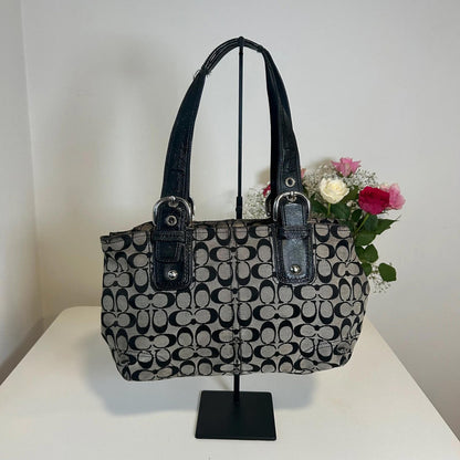 Coach Vintage Black Monogram Shoulder Bag B0960-F13117