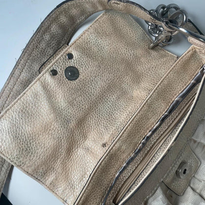 Y2K Vintage Guess Beige Monogram G Shoulder Bag Chain Strap