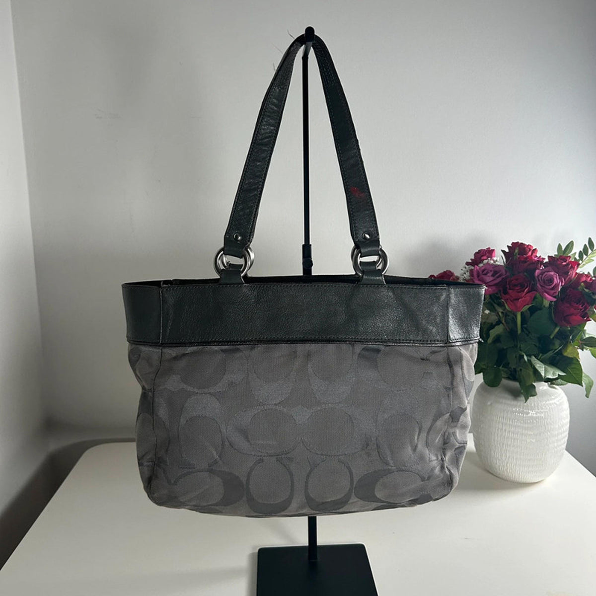 Coach Grey Studded Monogram Shoulder Bag F1067-F15240