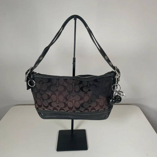 Coach East West Black Canvas Shoulder Bag Y2K G04U-9363