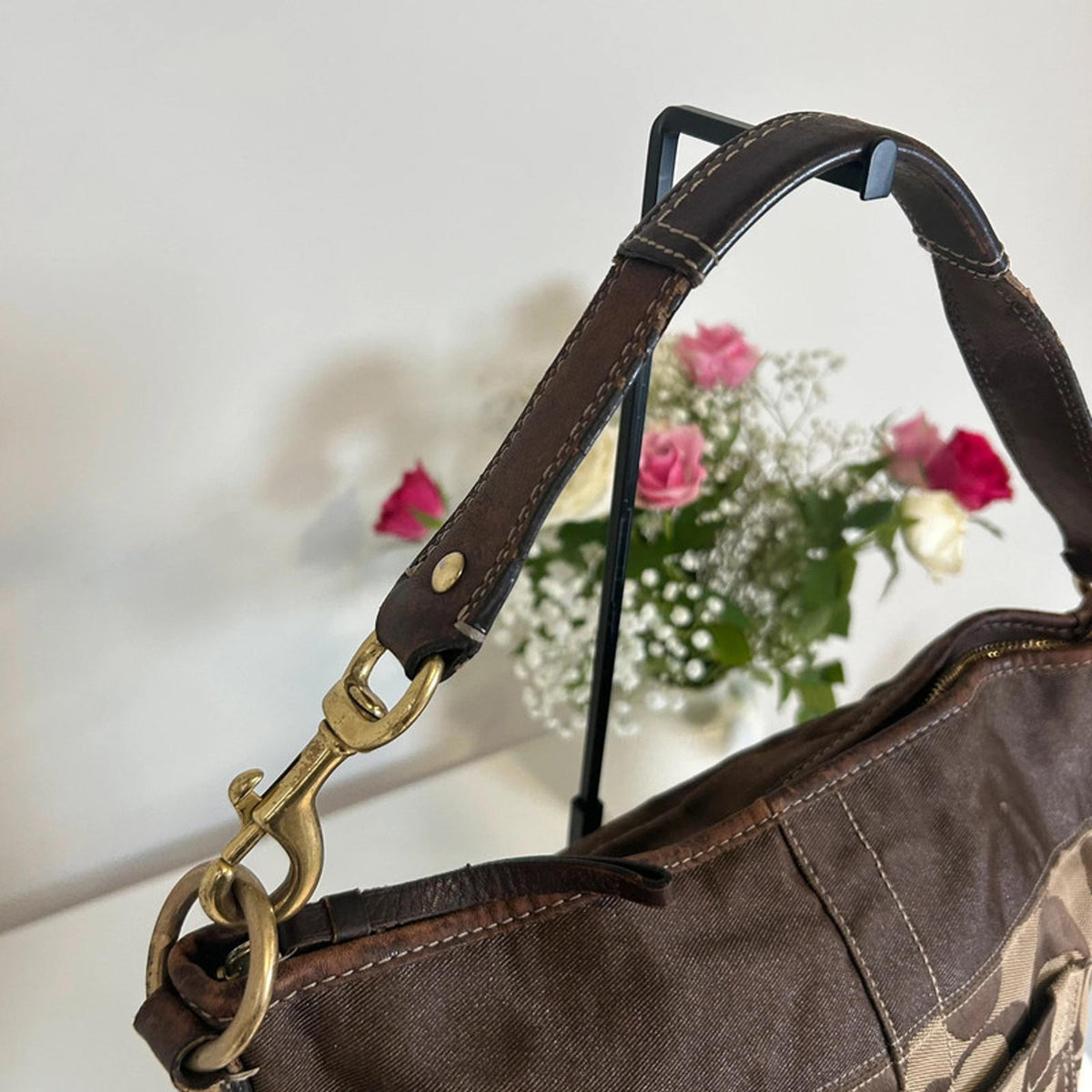 Coach Brown Canvas Signature Shoulder Bag