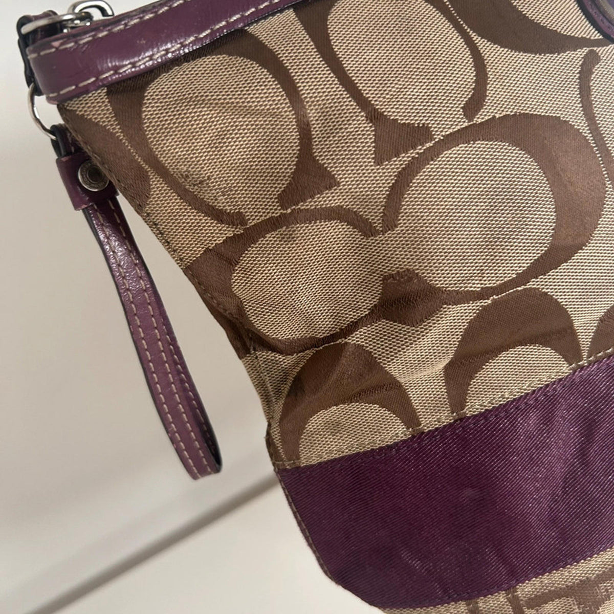 Coach Plum Signature Stripe Tote Shoulder Bag H1020-F14112
