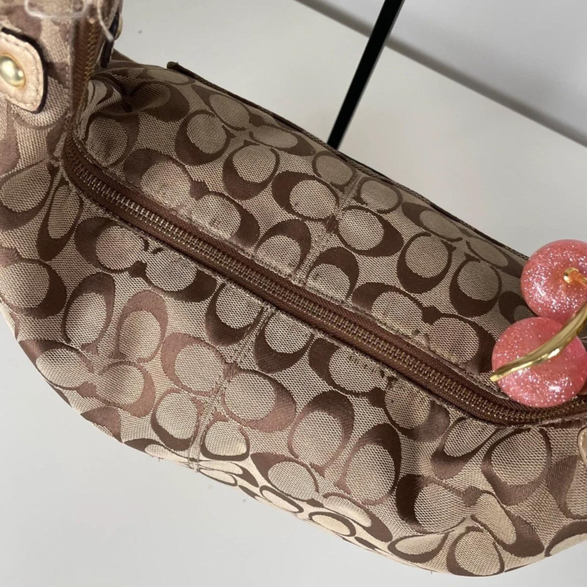 Coach Penelope Beige Brown Monogram Hobo Bag M0920-F14691