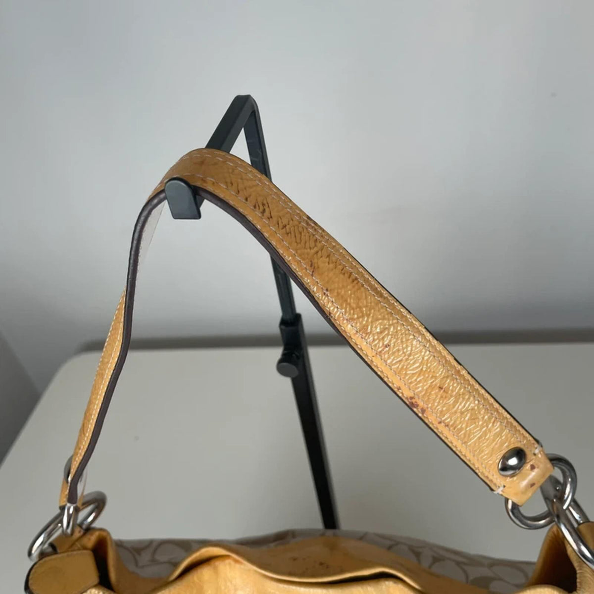 Coach Beige Half Moon Monogram Shoulder Bag Yellow Detail B1182-F16181