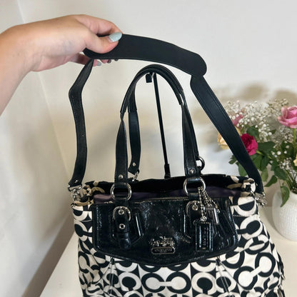 Coach Madison OP Signature Black and White Shoulder Bag K0982-14537