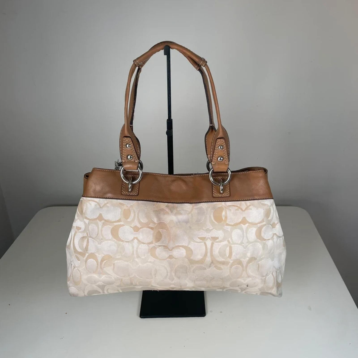 Coach Penelope Beige Signature Monogram Shoulder Bag E1076-F15120